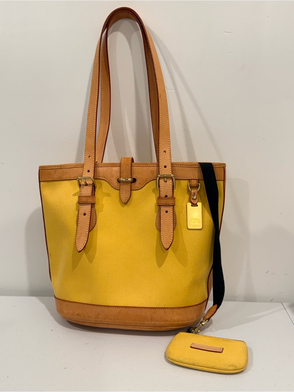 Vintage Dooney & Bourke yellow canvas tote